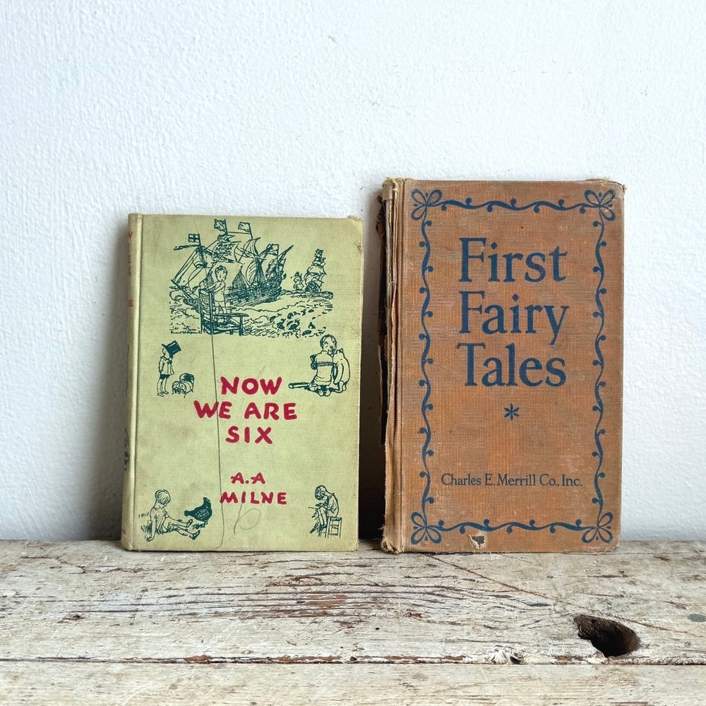 Vintage A.A. Milne Now We Are Six & First Fairy Tales Childrens Books Set CSG